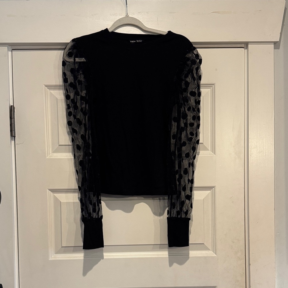 Elegant Black Sheer Sleeve Top